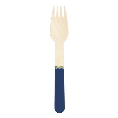 SMALL NAVY BLUE WOODEN FORKS X 8