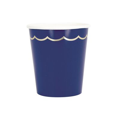 8 tazze smerlate blu navy e oro da 200 ml