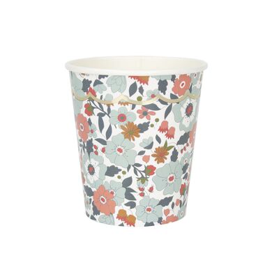 TAZZE SMERLATE DA 200 ML CON FIORI E ORO X 8