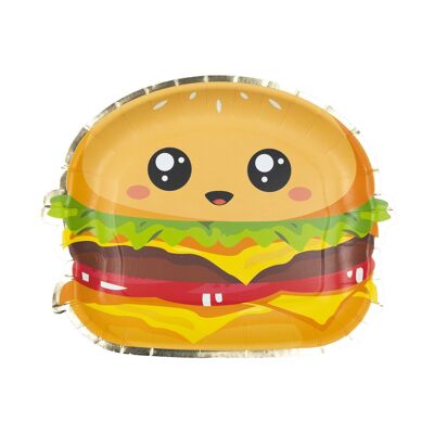 BURGER PLATES 23CM SALTY JUNK FOOD X 8