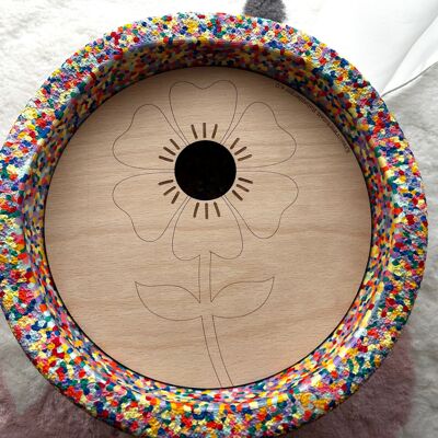 flor | Tablero de actividades compatible con Stapelstein® – Juguete de madera de inspiración Montessori – Accesorios para juegos de motricidad y rol – Juguetes educativos para niños