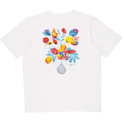 Camiseta de manga corta Flores blanca