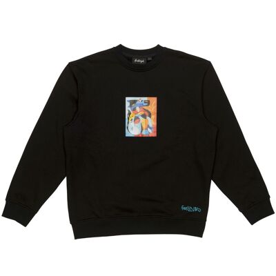 Sudadera Caballo de cuello redondo negra