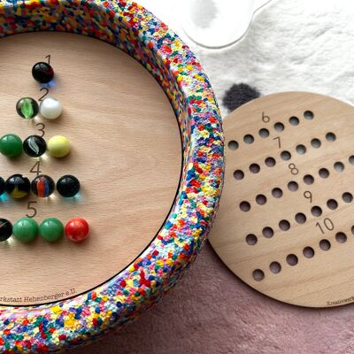 Números | Tablero de actividades compatible con Stapelstein® – Juguete de madera de inspiración Montessori – Accesorios para juegos de motricidad y rol – Juguetes educativos infantiles