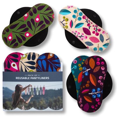 Pack of 7 Reusable Panty Liners (BLACK wings) - RF-special