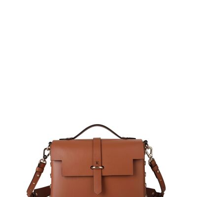 Sac TAC en cuir lisse L- CAMEL FONCE