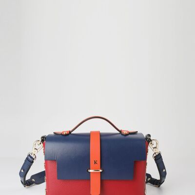 Sac TIC en cuir grainé M-CARMINE/MARINE/ORANGE