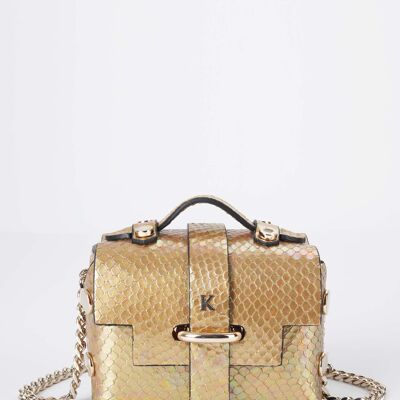 Mini-sac TINY en cuir imprimé python métalisé XXS-DORE