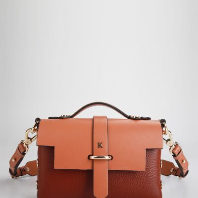 Sac TOY en cuir grainé S - CHOCO/CAMEL