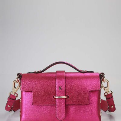 Sac TOY en cuir irisé S - FUSCHIA