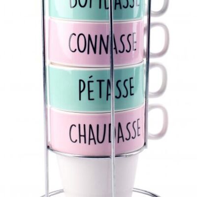 Lot de 4 tasses :  Le cadeau parfait !