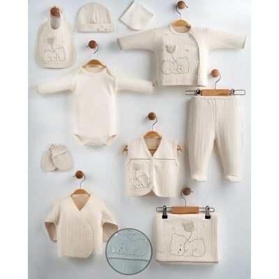 ENSEMBLE 10 PIÈCES POUR BÉBÉ FILLE 0-3 MOIS – BRODERIE OURS BALLON