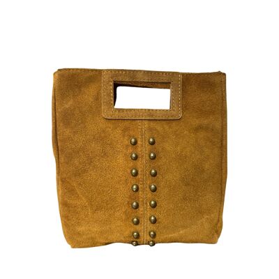 BORSA MARION SEMPLICE IN PELLE SCAMOSCIATA CON BORCHIE