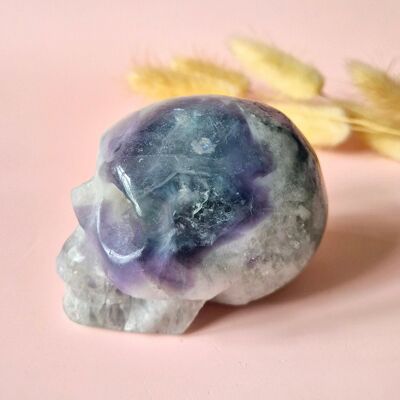 Calavera de fluorita con caramelo de piedra preciosa XL n.° 3 | 8x5x5,5 cm – 370 gramos