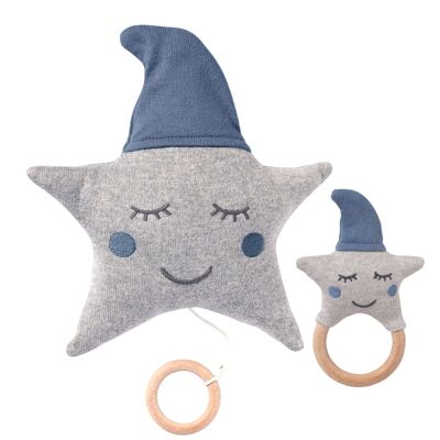 Baby Set "Star" Music Box + Rattle Blue