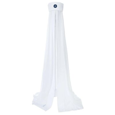 Ciel de lit bébé blanc bleu foncé