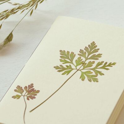 A6 handgemachtes Herbarium-Notizbuch • Wilde Geranie (Blätter)