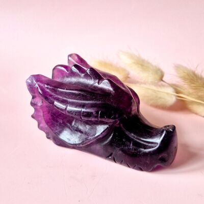 Bonbons aux pierres précieuses XL Fluorite Dragon Skull #6 – Violet complet – 455 g | 10 cm (crâne de dragon)