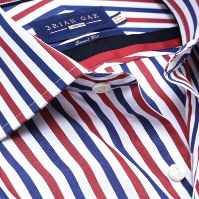 Chemise habillée à rayures bleu roi et rouge