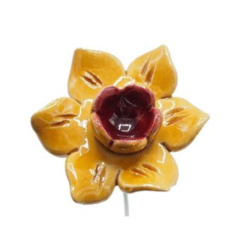 Fleur de jonquille en céramique jaune 4,5 cm 1