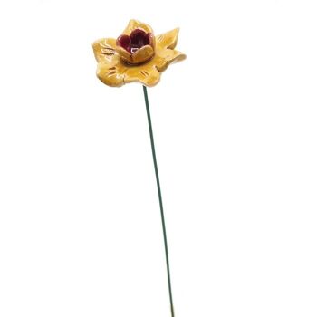 Fleur de jonquille en céramique jaune 4,5 cm 2