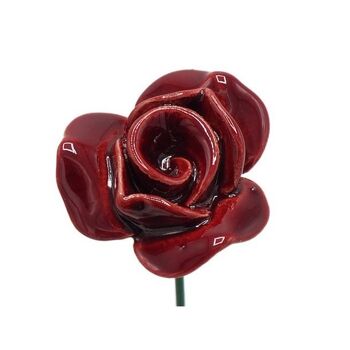 Rose fleur en céramique rouge 3,5 cm 1