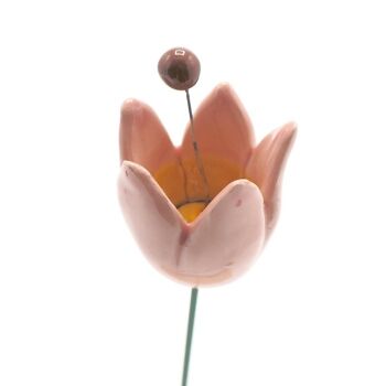 Fleur de tulipe en céramique rose 3cm 1