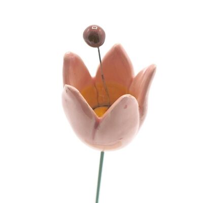 Fiore di tulipano in ceramica rosa 3cm