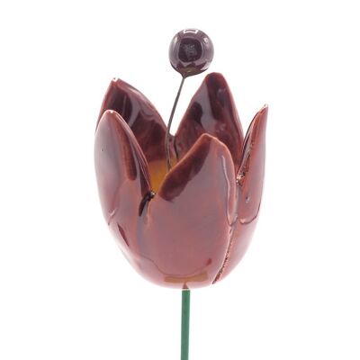 Fleur de tulipe en céramique rouge 3cm