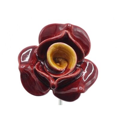 Rose fleur céramique rouge 3.5cm