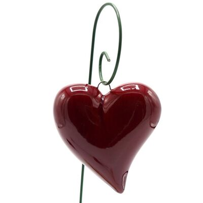 Bastoncino pianta in ceramica cuore rosso 6cm