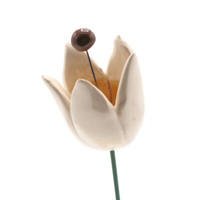 Fiore tulipano in ceramica bianco 3cm