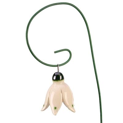 Snowdrop flower hanging ceramic 3.5 cm