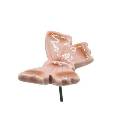 Butterfly plant stick ceramic pink 4cm