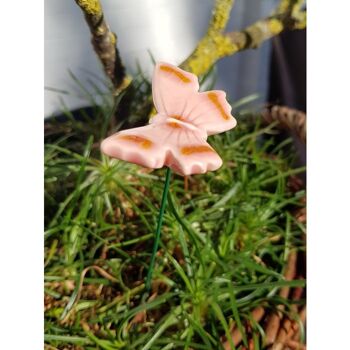 Bâton de plante papillon en céramique rose 4cm 2