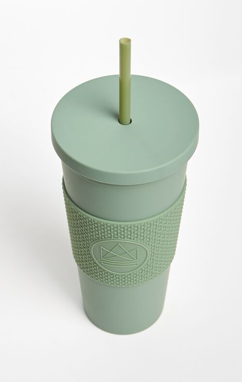 Neon Kactus Double Walled Straw Cup - Happy Camper 22oz