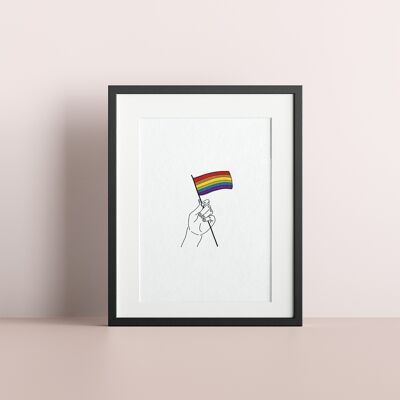 LGBT GAY PRIDE BANDIERA LINEA ART