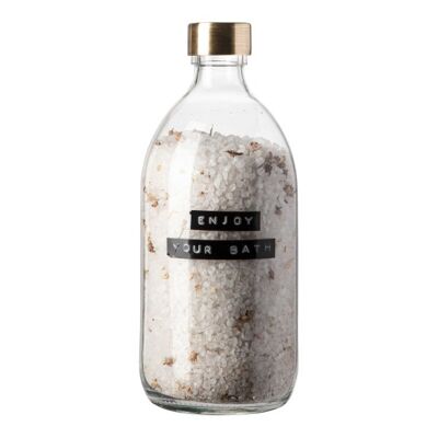 Chamomile bath salt in clear glass brass cap 500ml 'enjoy your bath'