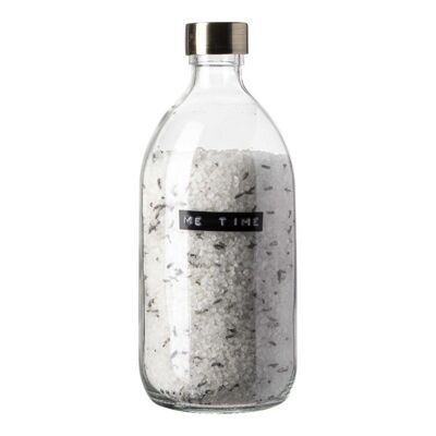 Bath salt lavender clear glass brass cap 500ml 'me time'