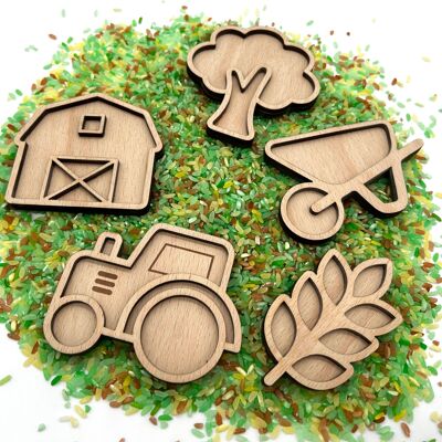 Fattoria | Ciotole sensoriali in legno personalizzate | Giocattoli ispirati al metodo Montessori | Gioco sensoriale per IKEA Flisat/Trofast | giocattoli di legno