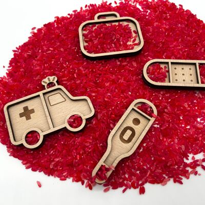 dottore | Ciotole sensoriali in legno personalizzate | Giocattoli ispirati al metodo Montessori | Gioco sensoriale per IKEA Flisat/Trofast | giocattoli di legno