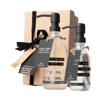 Coffret cadeau se salir verre transparent pompe noire