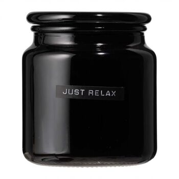 Grande bougie parfumée linge frais verre noir 'just relax' 1