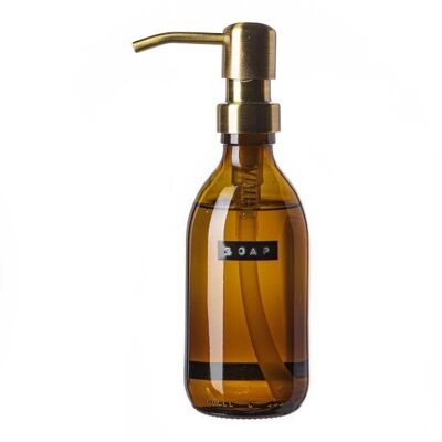 Hand soap bamboo brown glass brass pump 250ml 'soap'