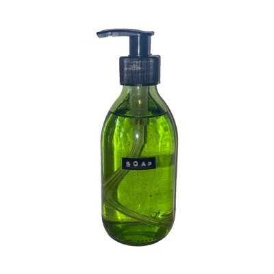 Savon à mains lin frais verre vert pvc noir pompe 250ml 'savon'