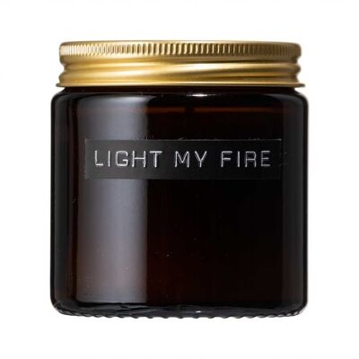 Piccola candela profumata in vetro marrone legno di cedro 'accendi il mio fuoco'