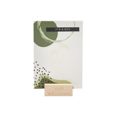 Cartolina con piedi riciclati con design dorato 'it's a boy'