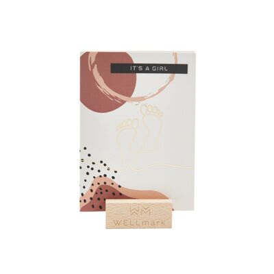 Cartolina con piedi riciclati con design dorato 'it's a girl'
