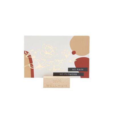 Postcard Gold design recycled flowers 'no rain no flowers'