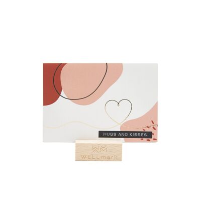 Cartolina d'oro design riciclato cuore 'baci e abbracci'
